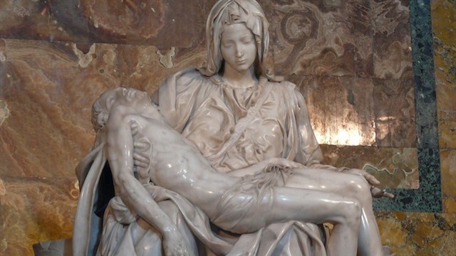 Michelangelo was just 25 years-old when he presented this life-sized sculpture of the Virgin Mary holdings Jesus Christ at St. Peter's Basilica in Rom...