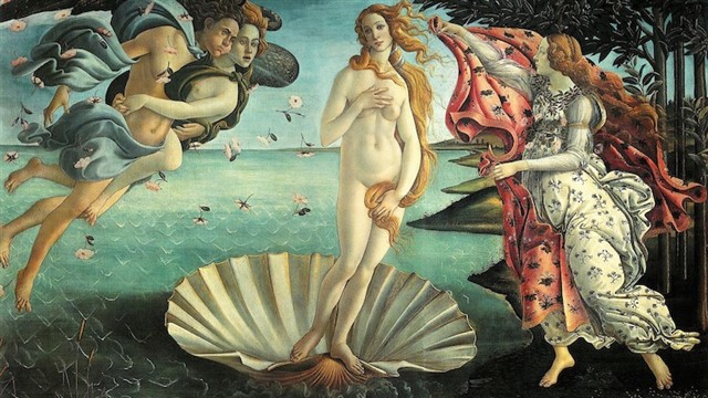 Painted by Botticelli between 1485 and 1487, this is the goddess Venus being born, emerging from the sea. No one really knows where it was first displ...