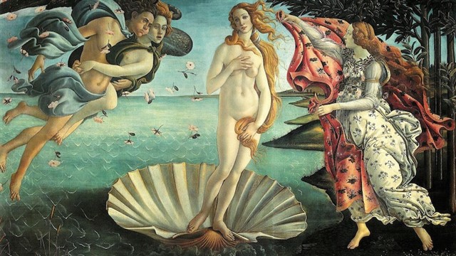 THE BIRTH OF VENUS Painted by Botticelli between 1485 and 1487, this is the goddess Venus being born, emerging from the sea. No one really knows where it was first displ...