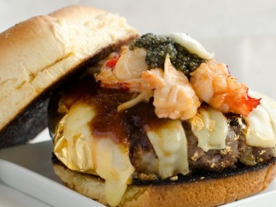 The Douche Burger $666<br />666 Burger, New York<br /><br />The douche burger attempts to make a mockery of the entire expensive burger phenomenon. Created by Franz Ali...
